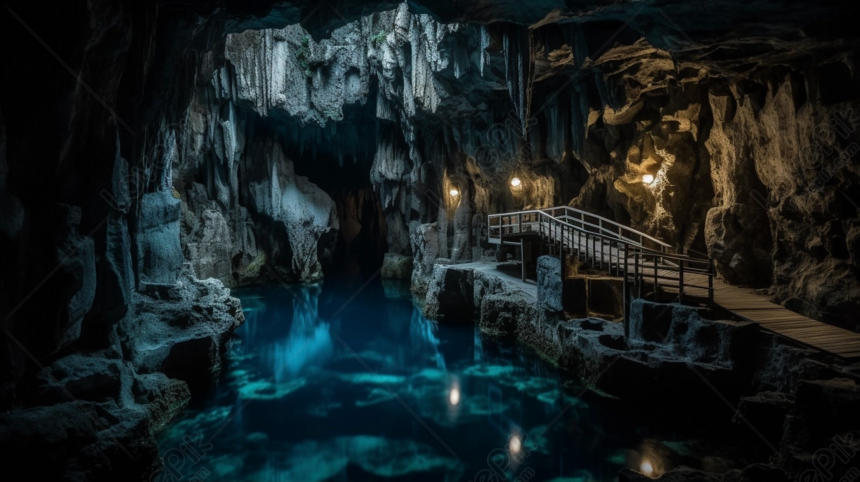 Large Pool Of Water Inside Of A Cave, Pool Backgrounds, Water 