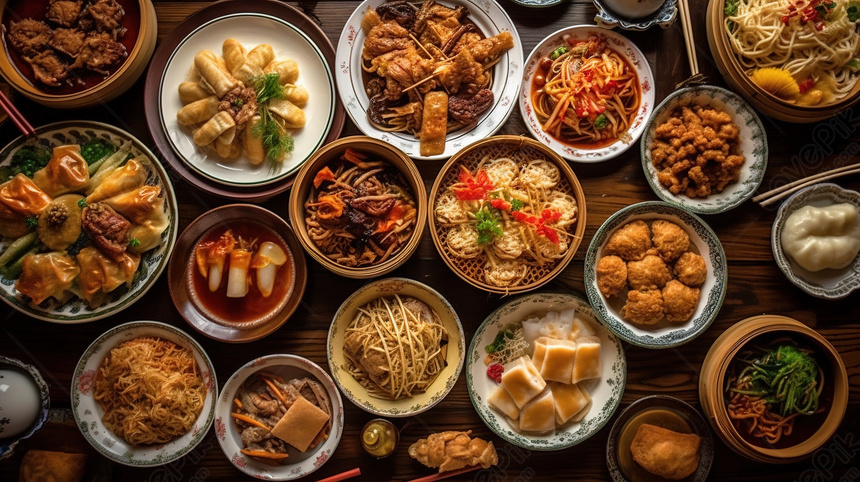 Chinese Food Galore: A Table Overflowing With Delicious Dishes And ...