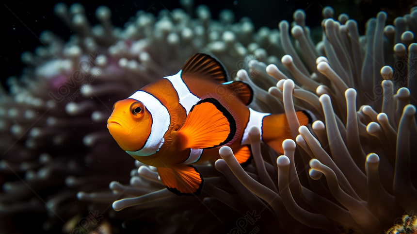 Photo de Le Poisson Clown Nage En Noir Et Blanc Et Dans Le M me