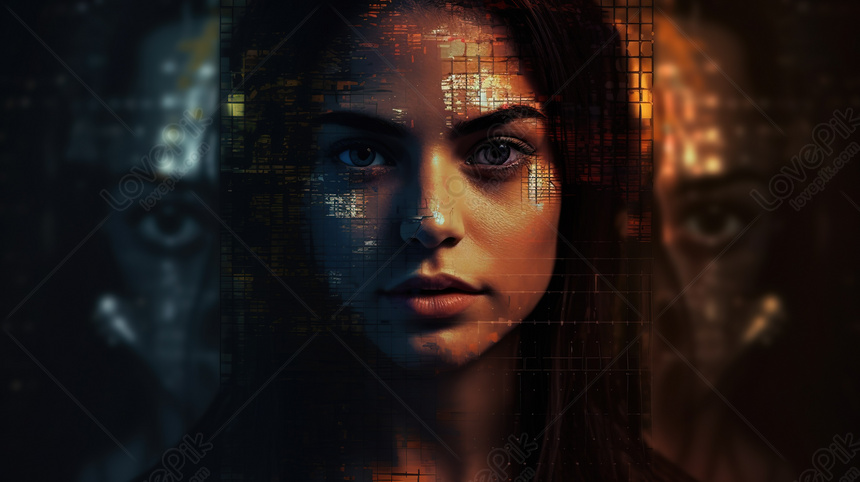 Creating A Compelling Visual: A Pixelated Background Depicting A Womans ...