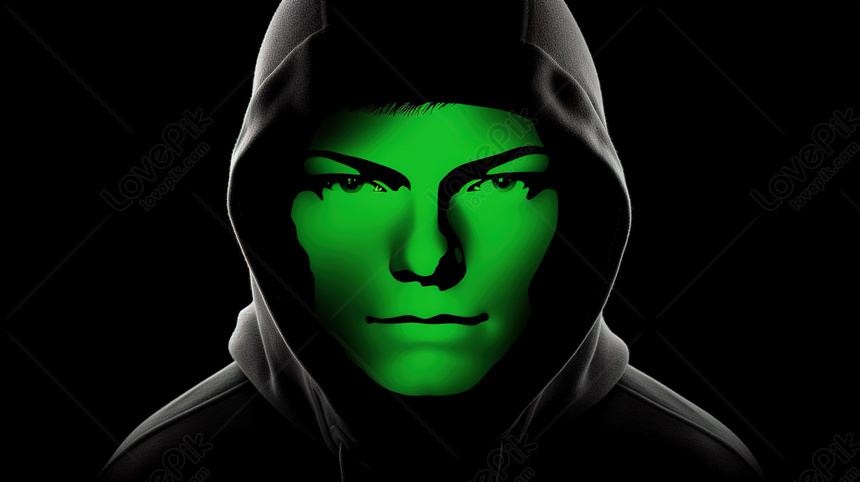 Светящийся загадочный человек в зеленом капюшоне, мужчина Фон, светящийся  мужчина Фон, зеленый Фон изображение_Фото номер 361342800_JPG Формат  изображения_ru.lovepik.com