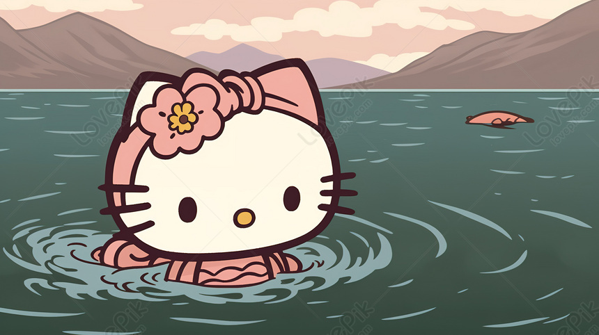 Hình nền Nền Hello Kitty Bơi Trong Hồ Nước Xanh Với Những Ngọn Núi Xung  Quanh Nền, Hình ảnh Hello Kity, Châu Á, Hello Kitty Background Vector để  tải xuống miễn phí -