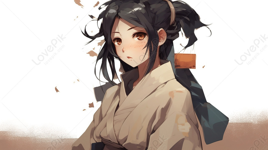 Anime girl com cabelos longos castanhos