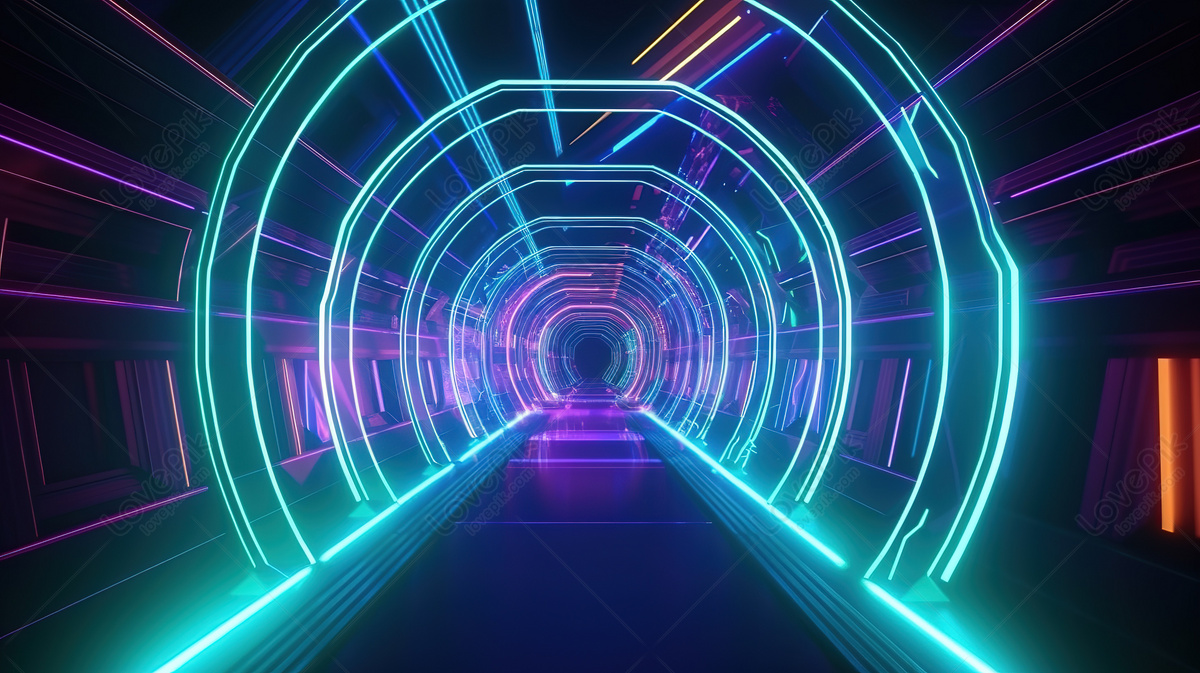 A Vibrant Tunnel Illuminated By Neon Lights, Neon Tunnel Backgrounds ...