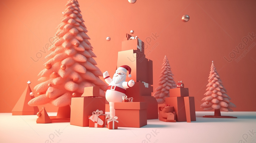 Allegre Pose Di Babbo Natale 3d Con Scatole Piene Di Regali E Alberi Di  Natale Su Sfondo Arancione Vivace, Natale Sfondi, Scatola Di Natale Sfondi,  Scatola Arancione Sfondi JPG Immagine Gratis