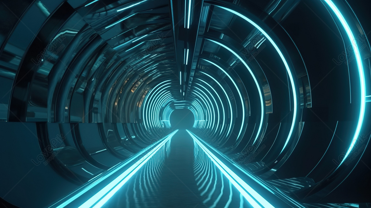 Neon-lit Background Enhances Futuristic Metro Tunnel Ambiance ...