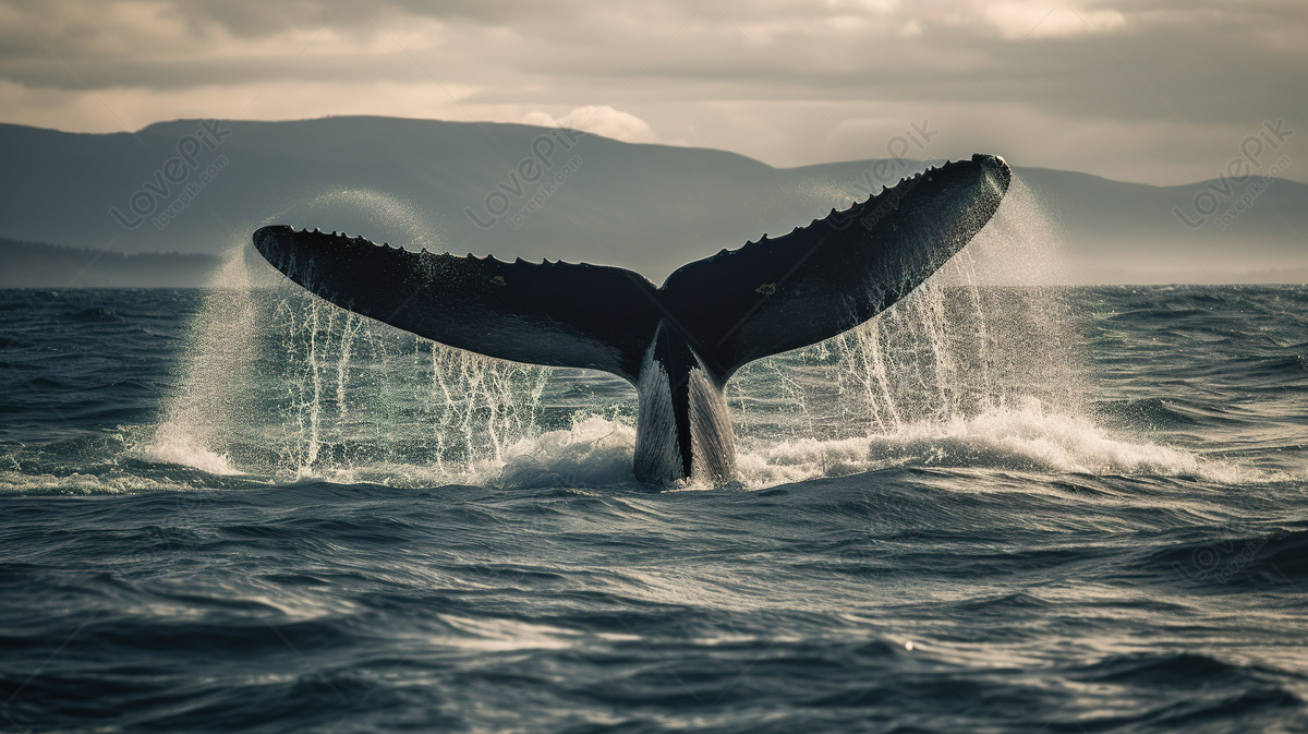 The Majestic Sight Of A Humpback Whale Displaying Its Tail Above Water ...