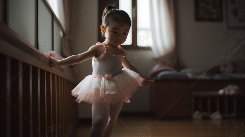 Photo de Enfant En Tutu Rose Pratiquant Le Ballet, Tutu Arrière