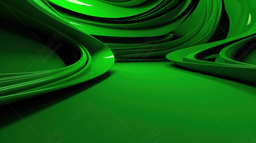 Vibrant 3d Abstract Curves Immersive Artificial Green Background