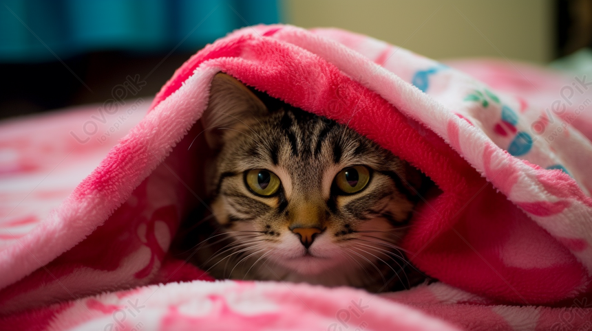 Gatto sotto una coperta