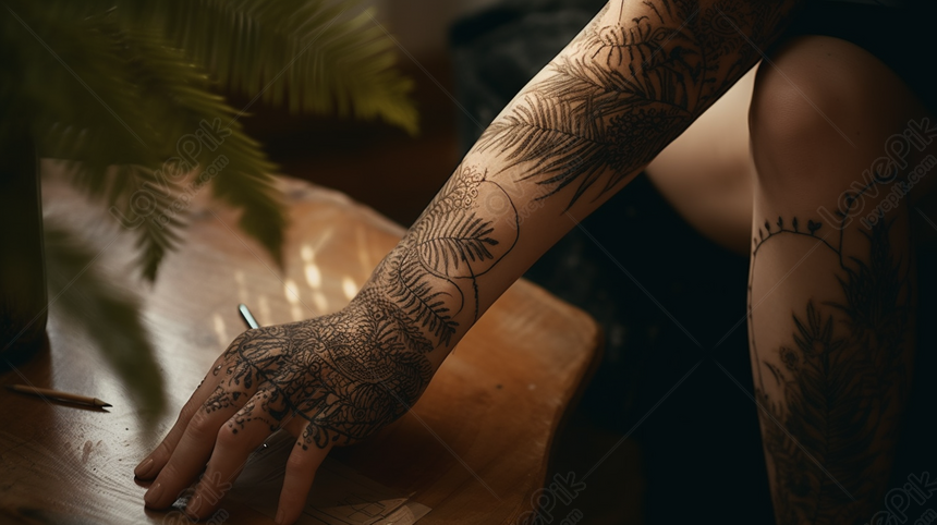 Botanical tattoos on the left arm - Tattoogrid.net