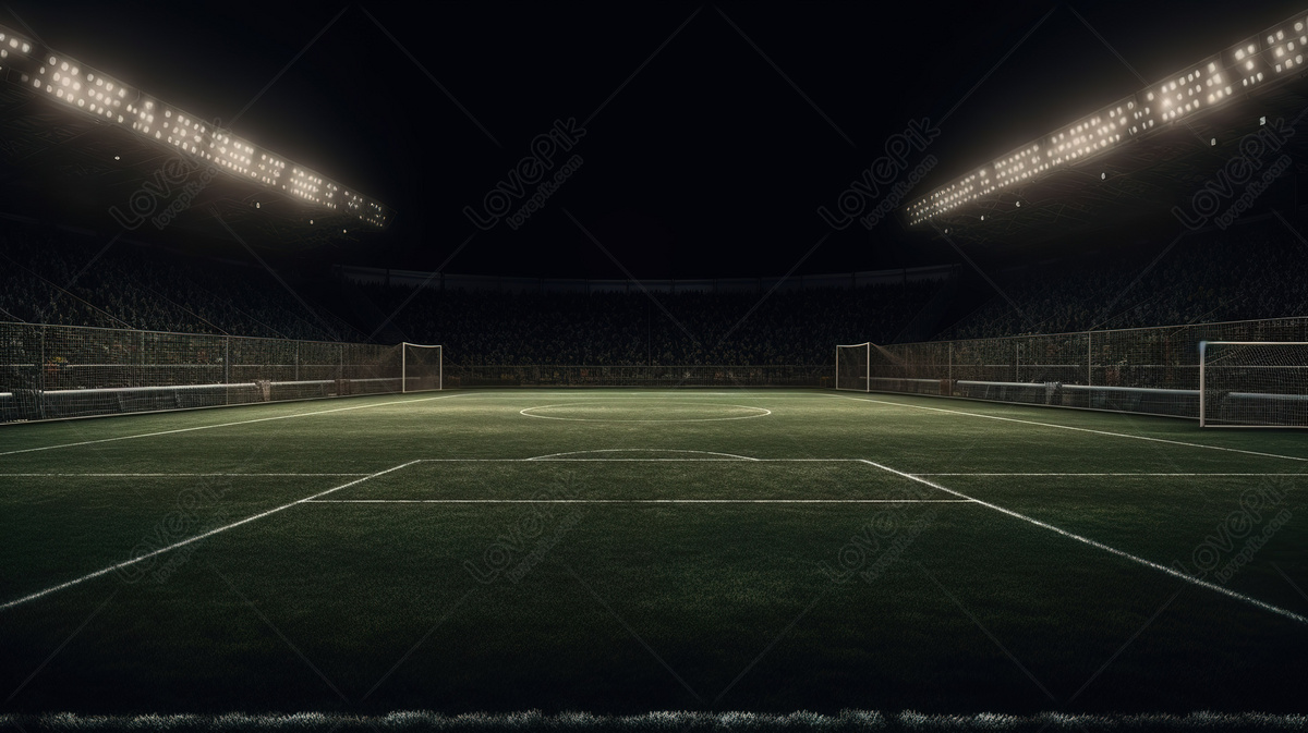 Football Stadium Soccer Pitch At Night Empty Grass, Football ...