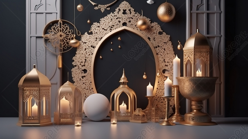 2x 3D Ramadan Decorazioni Lanterna Luce 7 Cambia colore