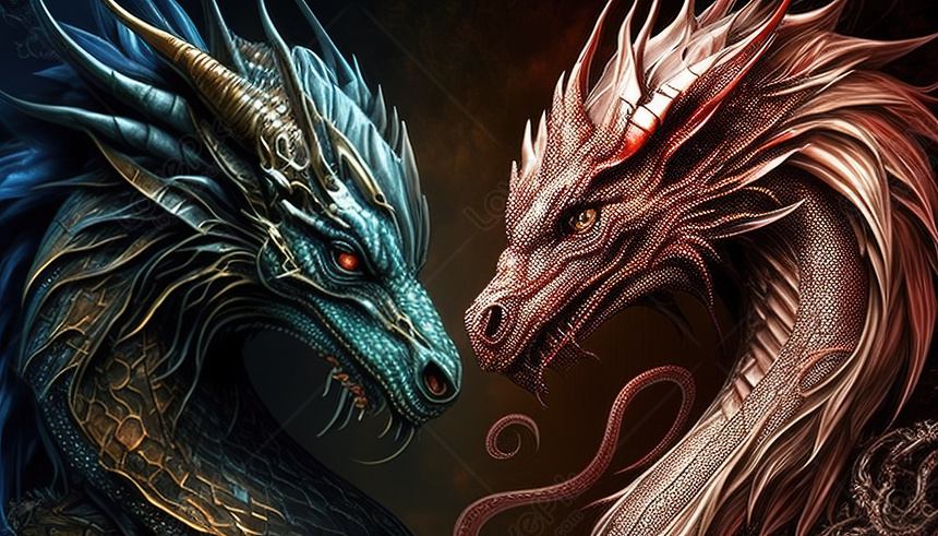 Mesmerizing Dragon Faces Unveiled On Mysterious Dark Background