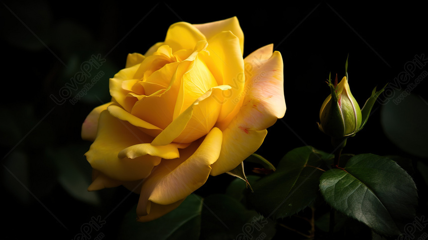 Hình ảnh cành hoa hồng vàng được phản ánh trên mặt nước | Thư viện stock  vector đẹp miễn phí