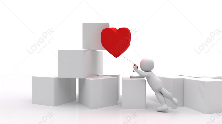 Creating 3d Love Cubes On A Blank White Canvas Background Blank