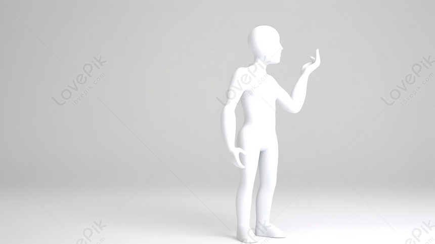 Enigmatic 3d Figure Contemplating Against A Blank Canvas Backdrop