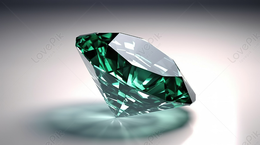 3d Render Of Emerald Green Crystal With Diamond Isolated On White ...