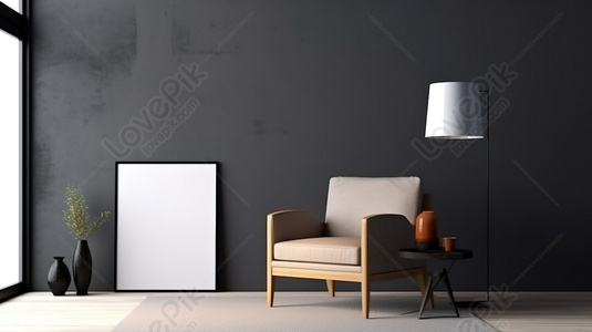 Stylish Minimalist Interior: 3d Rendered Mockup Poster Frame On White ...