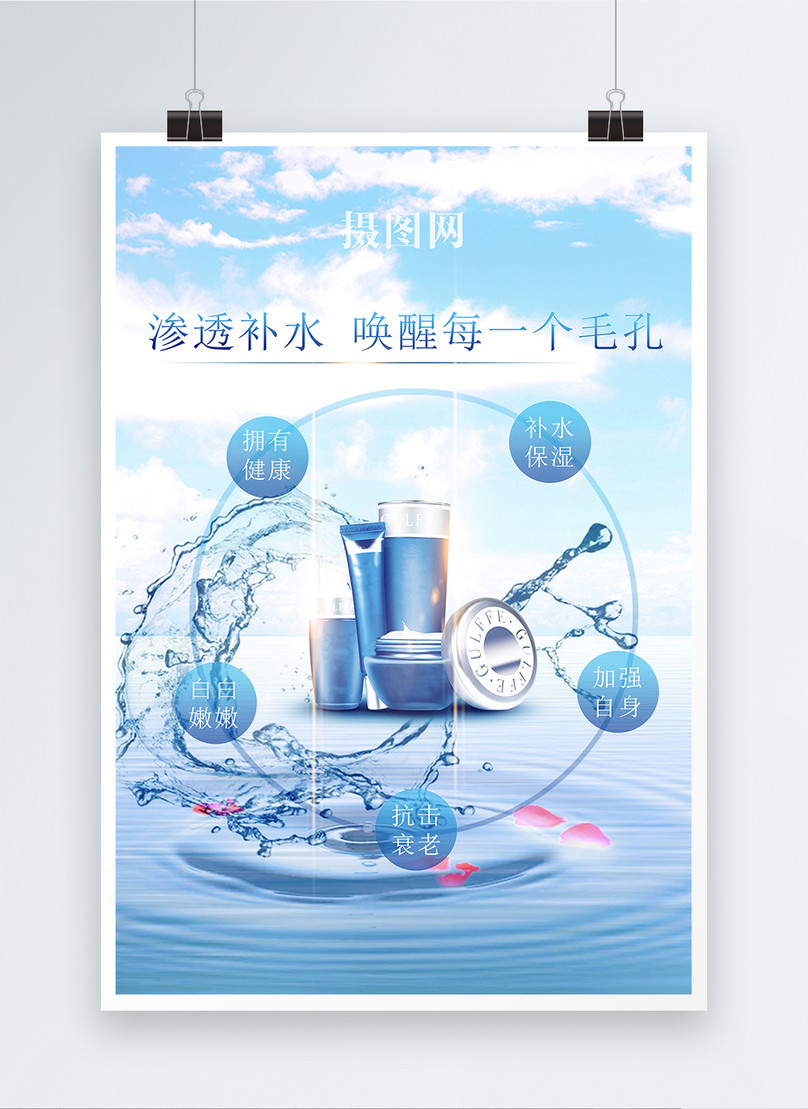 Skin Whitening And Replenishing Poster Template, activity poster, posters in summer, water supplement in summer poster
