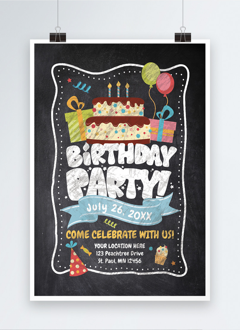 Happy Birthday Poster Design Template, happy birthday poster, celebration poster, happiness poster