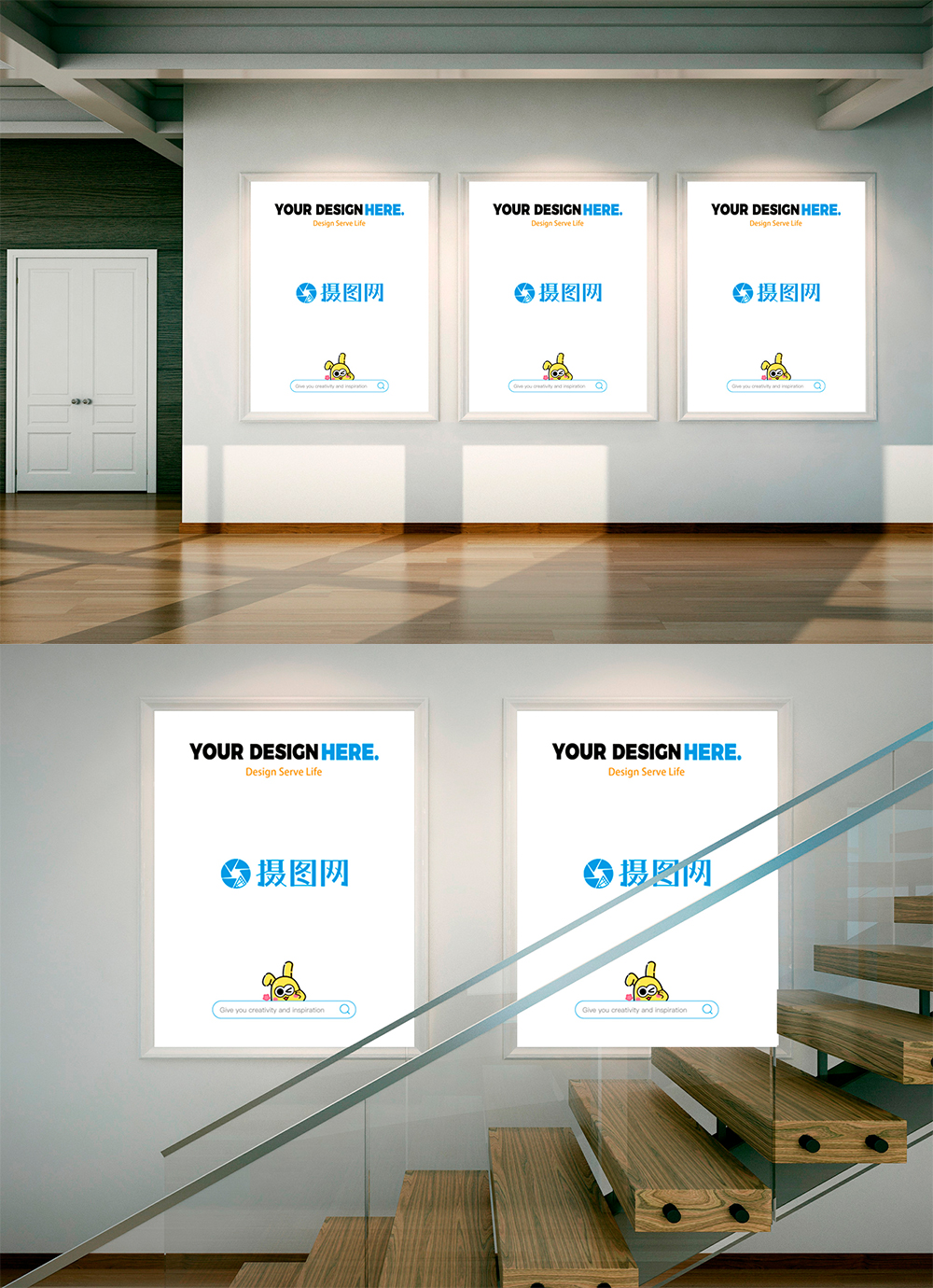 Modern exhibition hall picture frame mockup template image ...