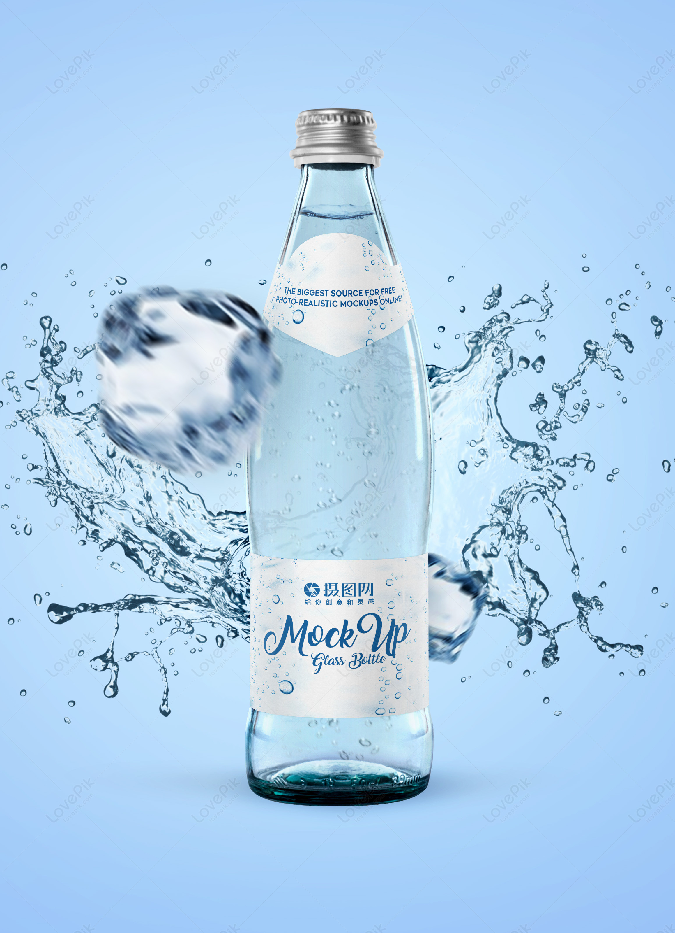 Demonstration of mineral water bottle packaging mockup template image ...