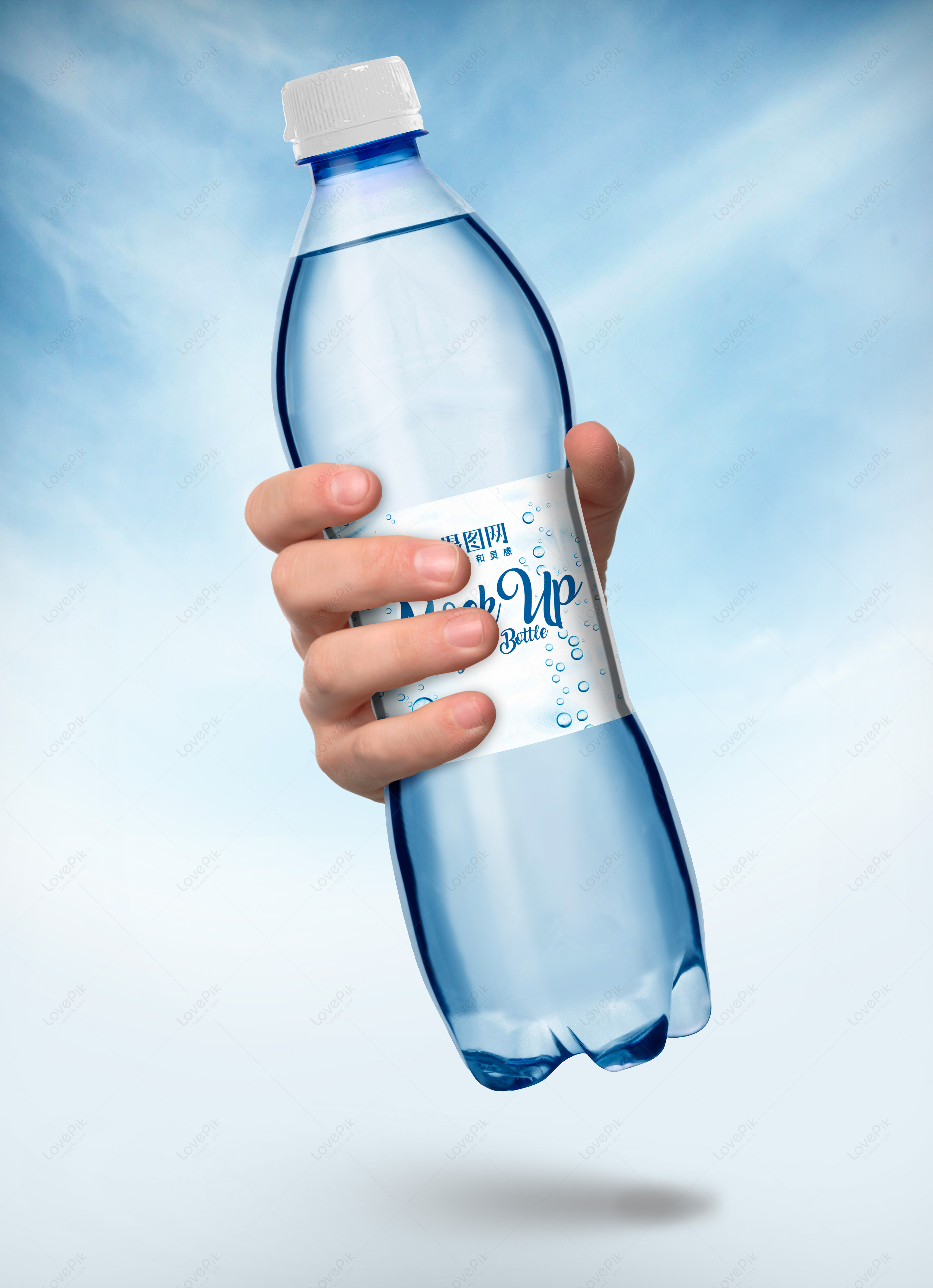 Download Hand held mineral water bottle packaging mockup template image_picture free download 400836863 ...