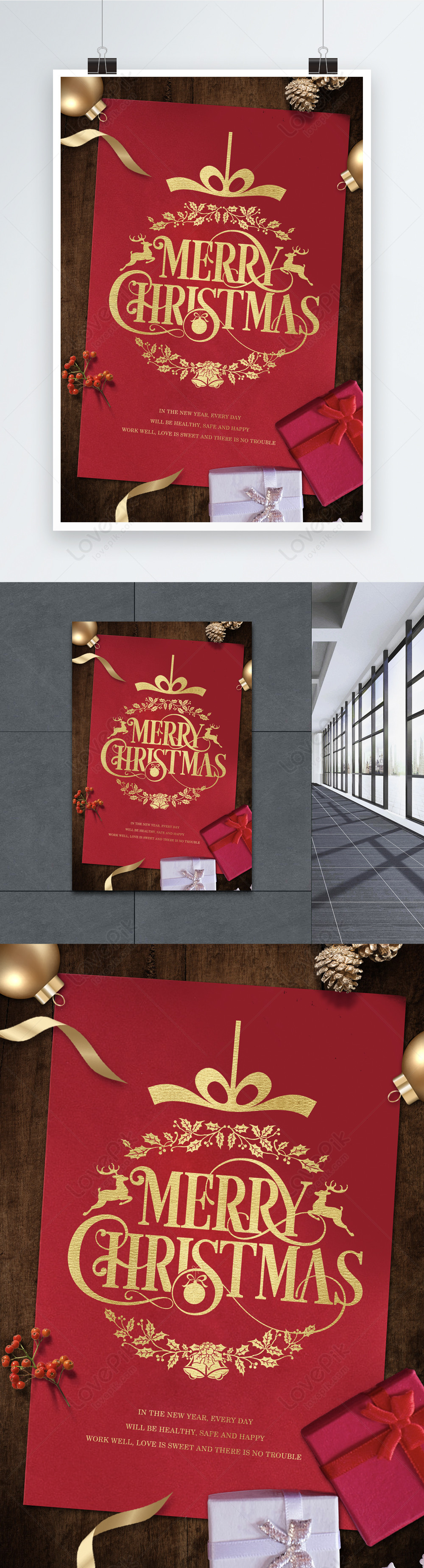 Red gold concise christmas english poster template image_picture free download 400922419_lovepik.com