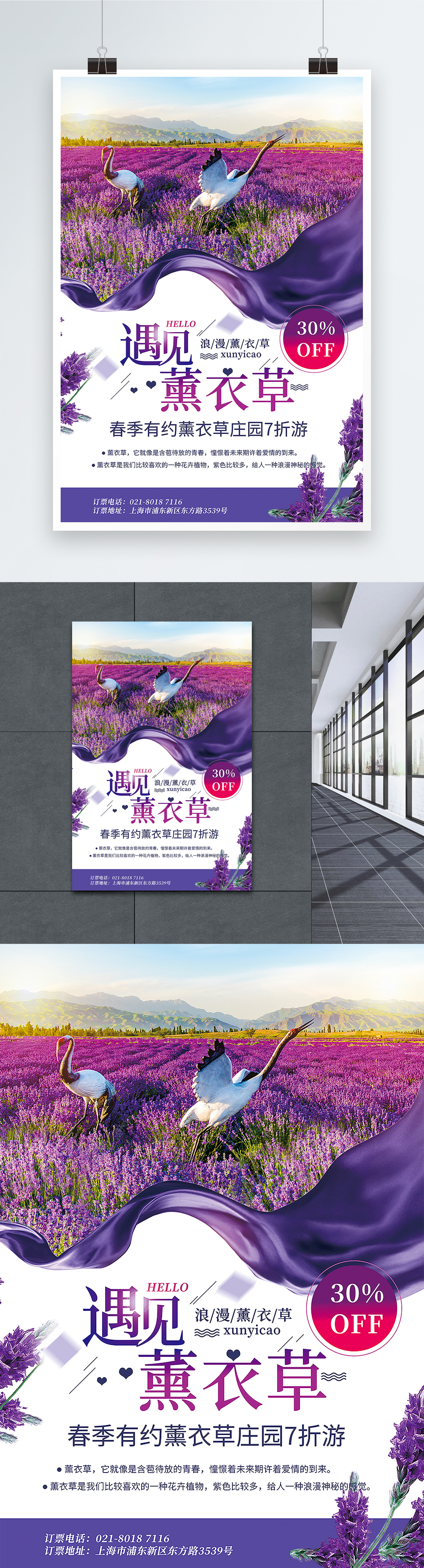 Purple Beauty Meets Lavender Spring Travel Promotion Poster Template Image Picture Free Download