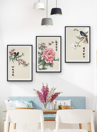 中国絵画花植物トリプルフレーム装飾画イメージ テンプレート Id Prf画像フォーマットpsd Jp Lovepik Com