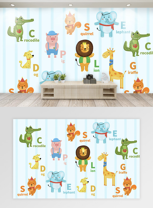 Cute cartoon childrens room tv background wall template image_picture free  download 