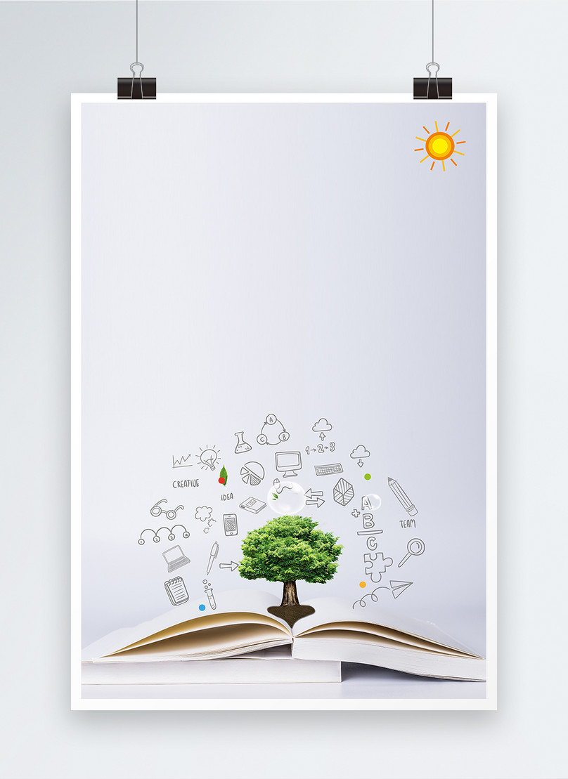 Small fresh air education enrollment poster background template template  image_picture free download 