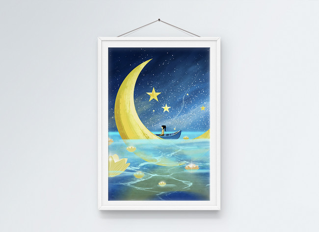 Starry moonlight decorative painting template image_picture free download  