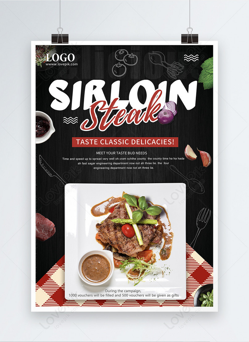 Delicious western food poster on black background template image_picture  free download 