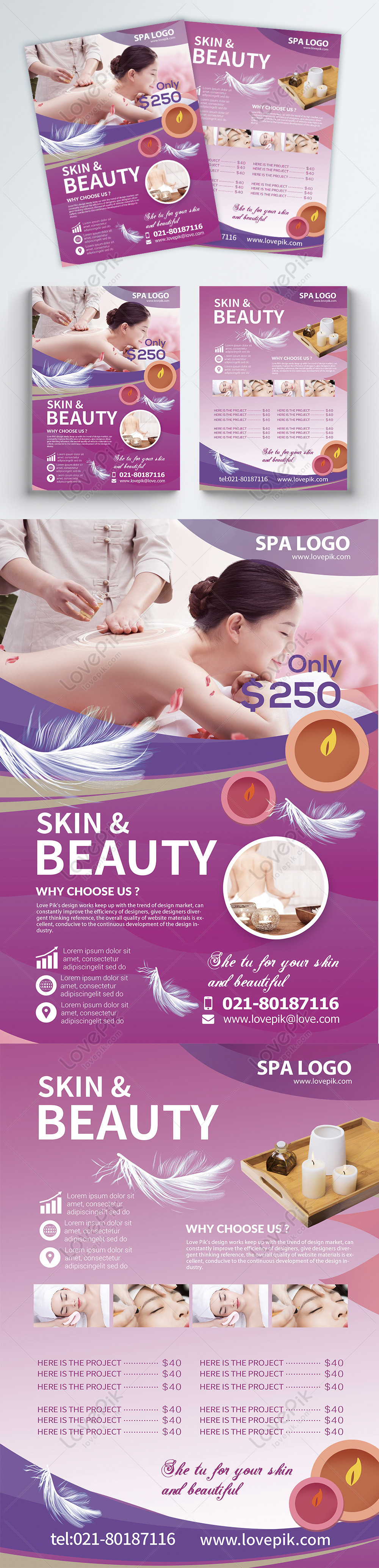 Purple Gradient Spa Massage Promotion Flyer Design Template Image Picture Free Download Lovepik Com