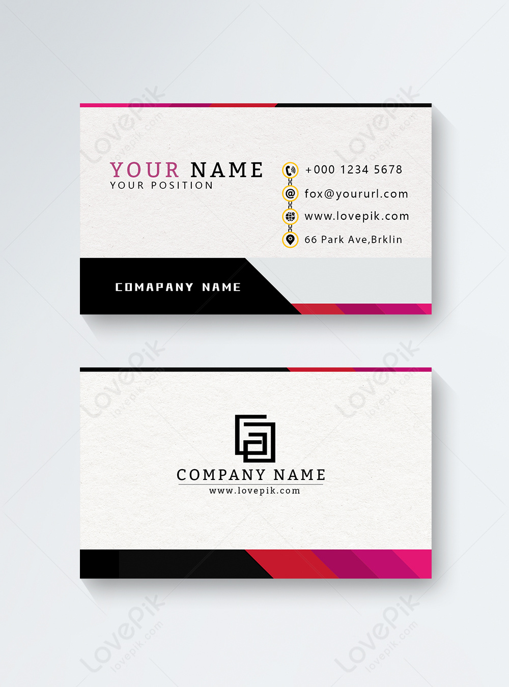 multicolor block stitching border business card template