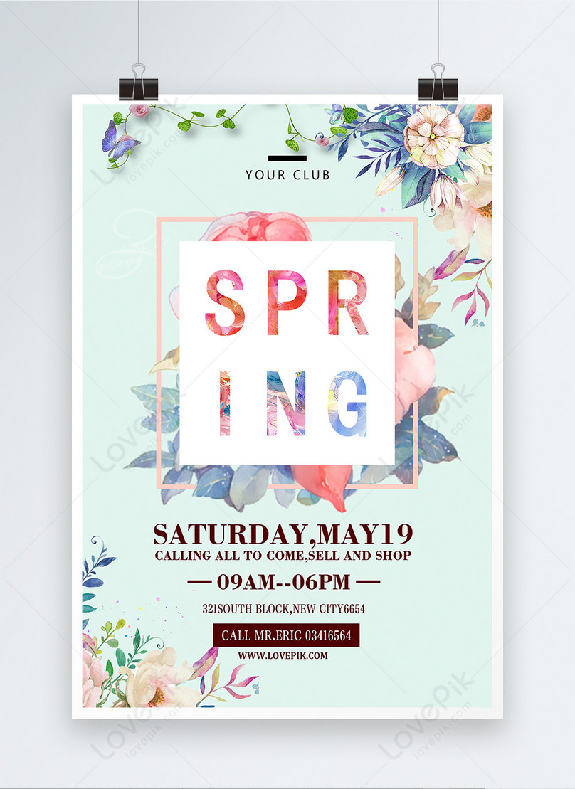 Spring Sale Poster Template, sale poster, pink poster, spring poster