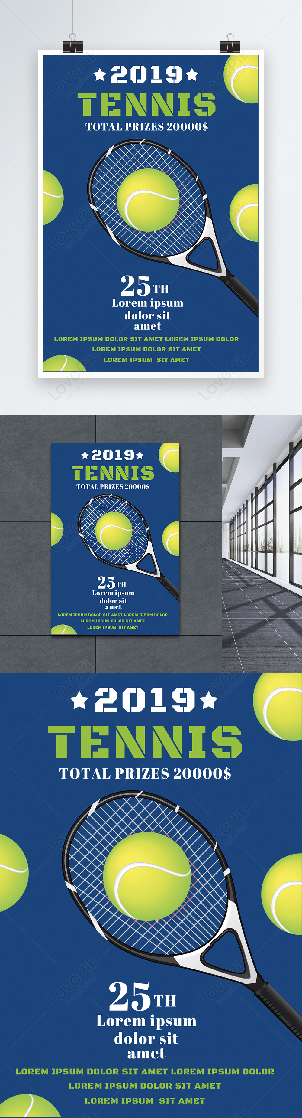 Blue simple tennis racket sports poster template image_picture free ...