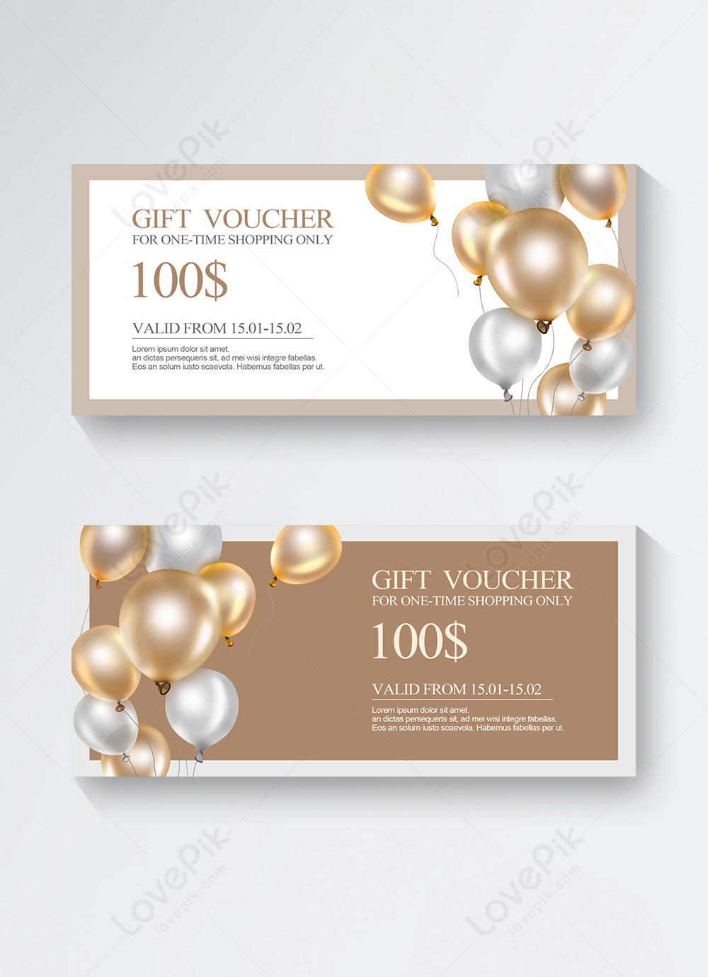 White Brown Exquisite Balloon Shopping Gift Certificate Template