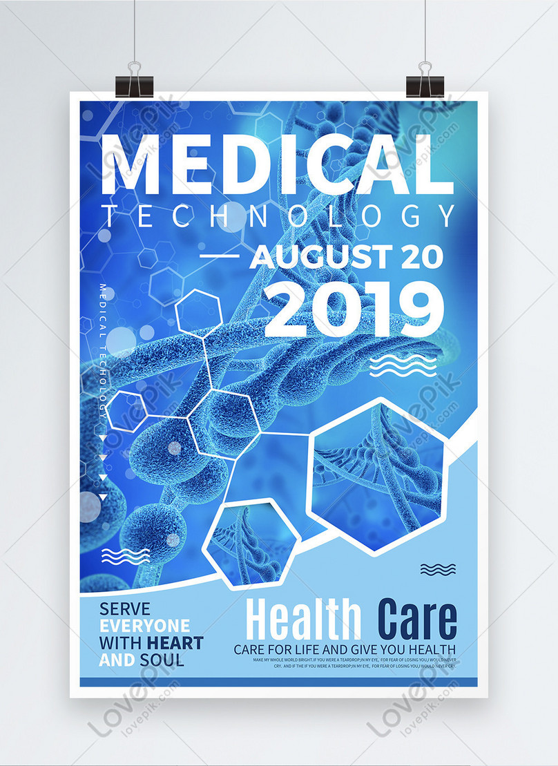 Creative blue background medical technology poster template image_picture  free download 