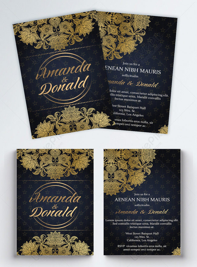 Black gold noble wedding invitation template image_picture free ...