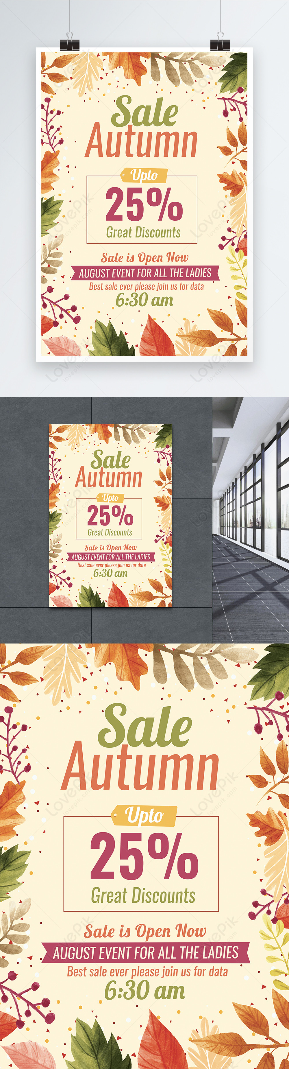 Autumn sale discount poster template template image_picture free ...