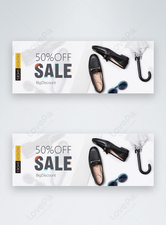 Black White Fashion Style Shoes Promotion Facebook Cover Template, black templates, shoe logo design templates, umbrella