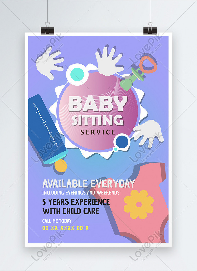 Baby sitting cartoon poster template image_picture free download With Regard To Babysitter Flyer Template