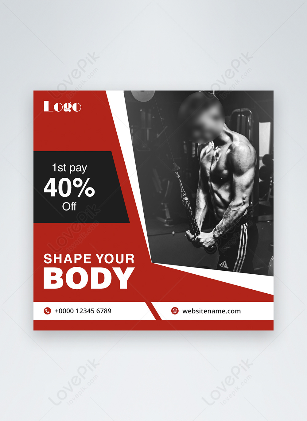 Fitness And Gym Offer Promotion Social Media Post Template Image 