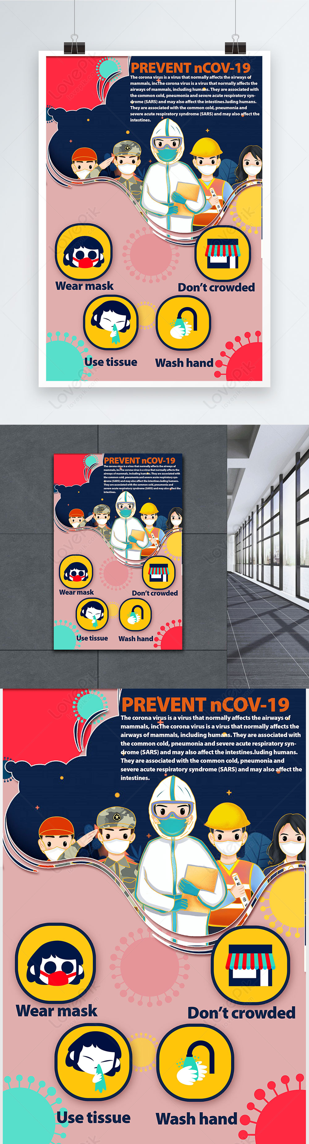 Coronavirus protect yourself poster template image_picture free