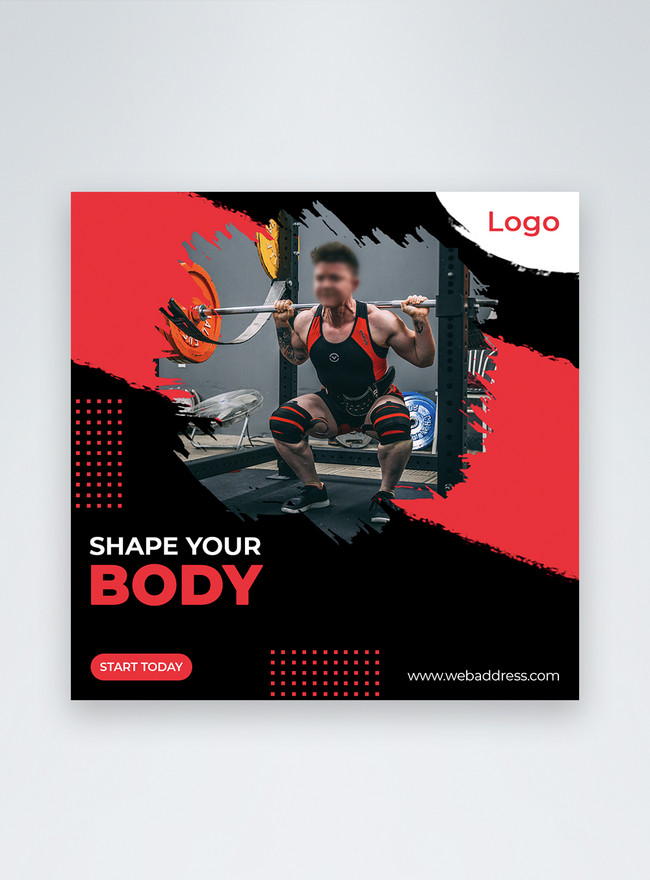 Fitness Promotion Social Media Post Template, banner templates, body templates, facebook banner