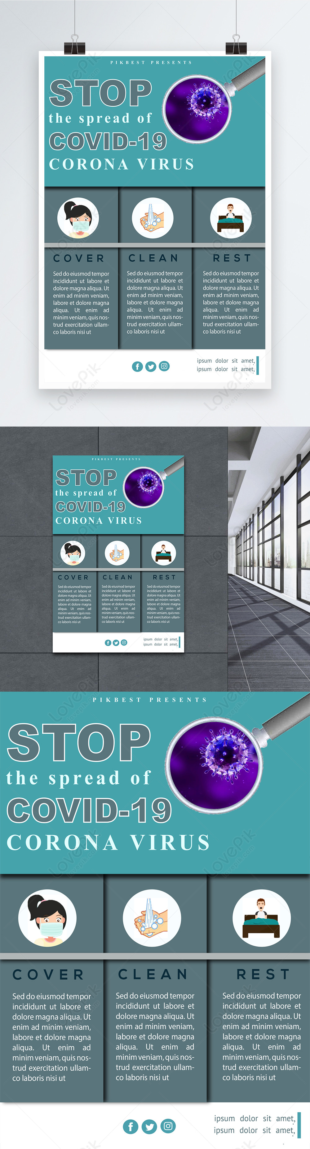 Stop covid 19  coronavirus  poster  template image picture 