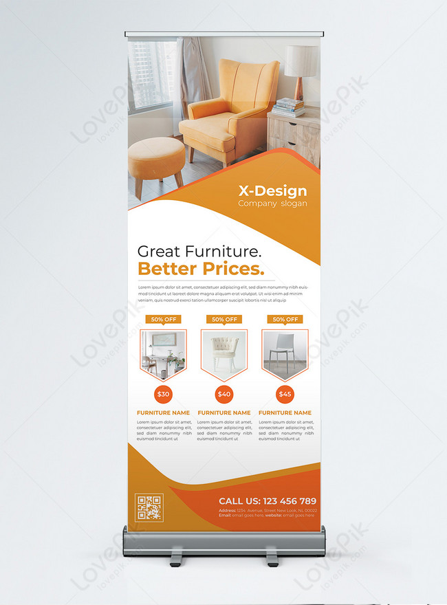 Furniture Roll Up Banner Template, banner banner design, elegant rollup banner design, furniture banner design